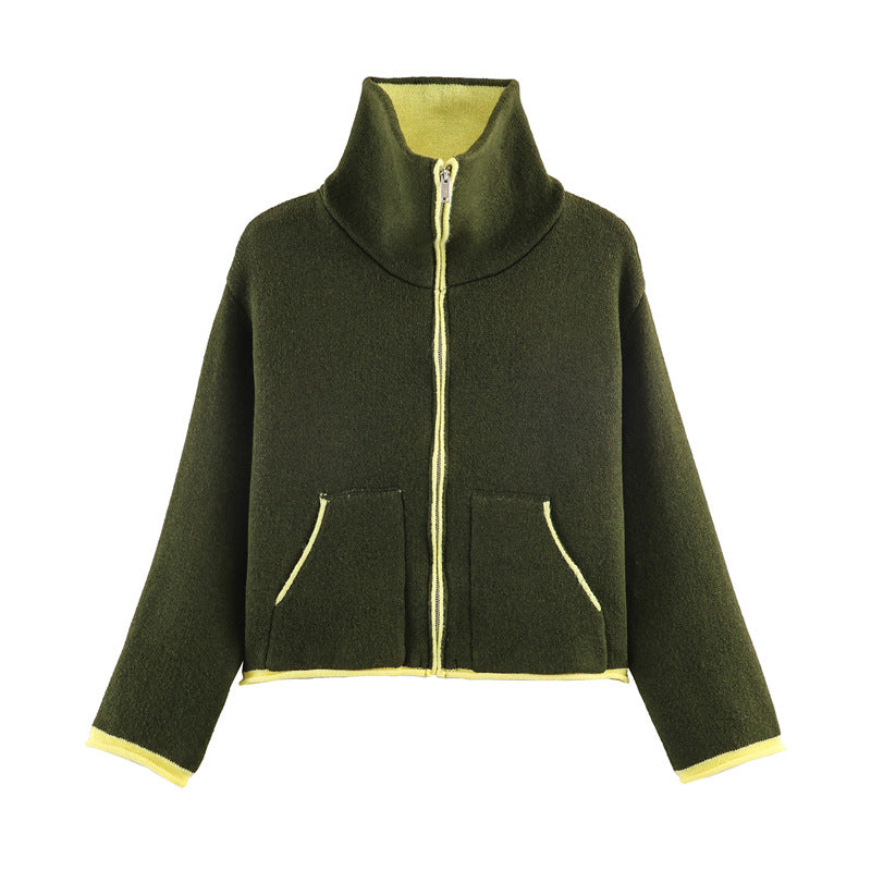 Damen Fleecejacke Oversized Hochkragen Praktische Taschen