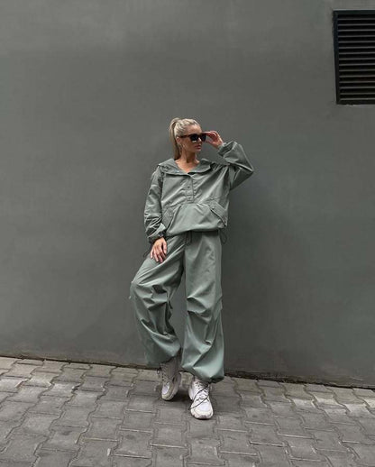 Damen Windjacke Oversized Leicht Kordelzug Eveloria