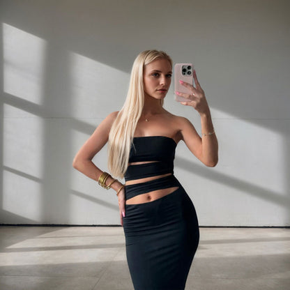 Damenkleid Figurbetont Bandeau-Ausschnitt