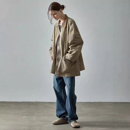 Damen Oversized Utility-Jacke Robust Beige