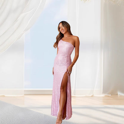 Damen Abendkleid Glitzernd Figurbetont