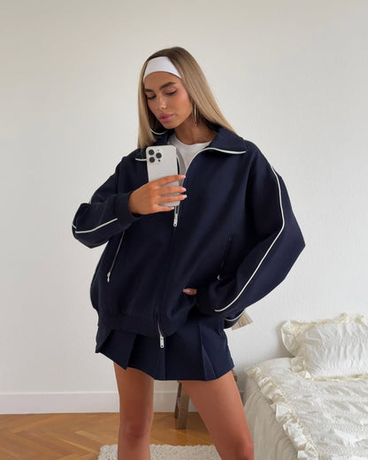 Damen Oversize-Jacke Hochkragen Sportlich Eveloria