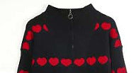 Damen Pullover Herzmotiv Kurzreißverschluss Eveloria