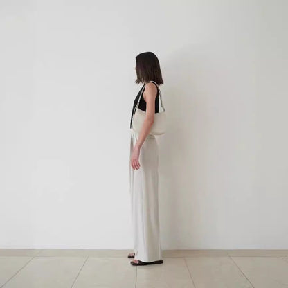Damen Plissee-Hose Hochgeschnitten Eveloria Elegante