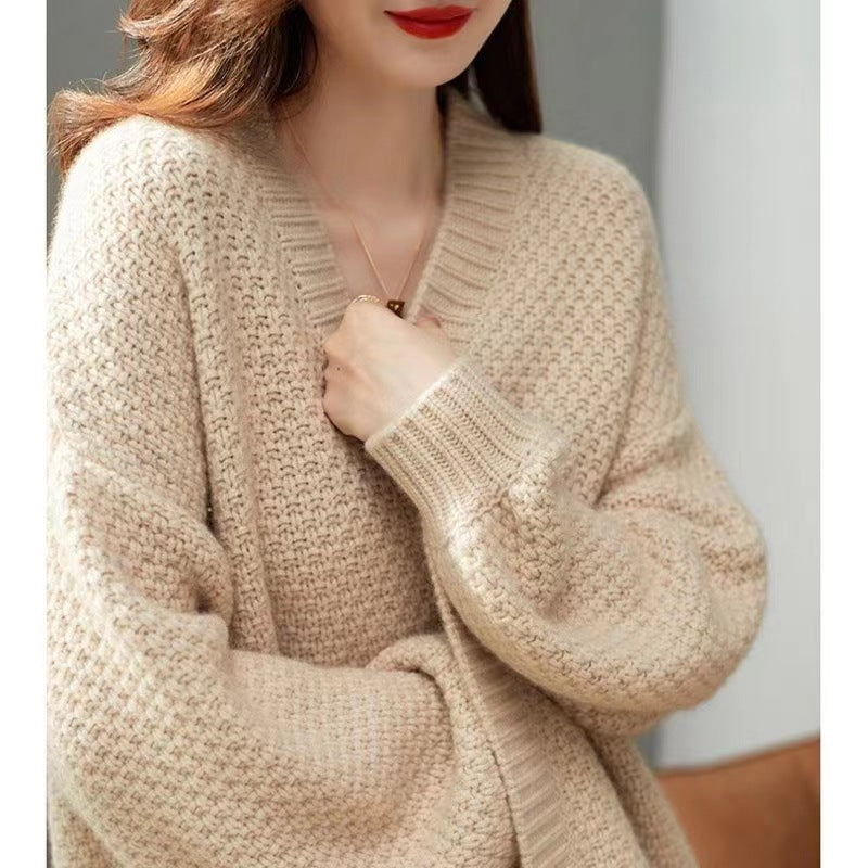 Damen Strickcardigan Oversized Lässig Mehrfarbig