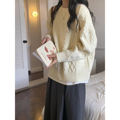 Damen Grobstrickpullover Strukturiertes Muster Eveloria
