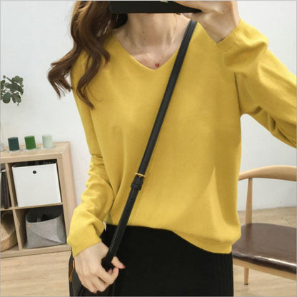 Damen Pullover V-Ausschnitt Weich