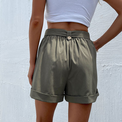 Damen Bermudashorts Breiter Bund Seitentaschen Eveloria