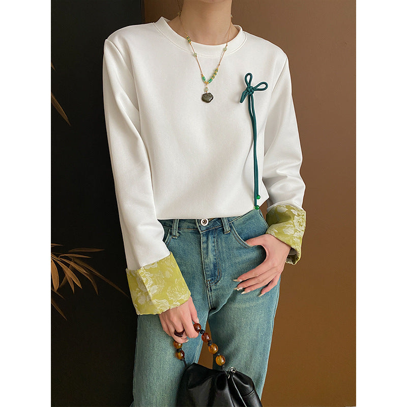 Damen Sweatshirt Floraler Kragen Eveloria