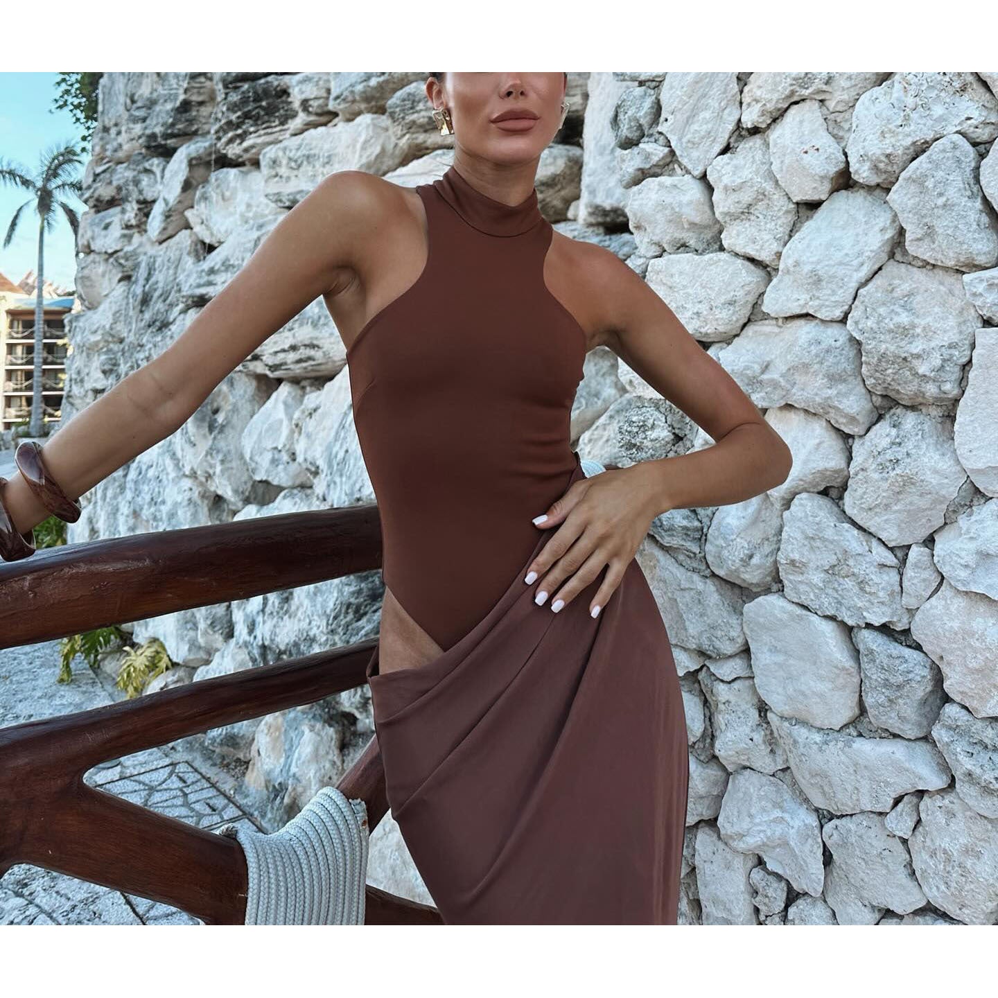 Damen Maxi-Rock Hohem Schlitz Eleganter Schnitt Eveloria