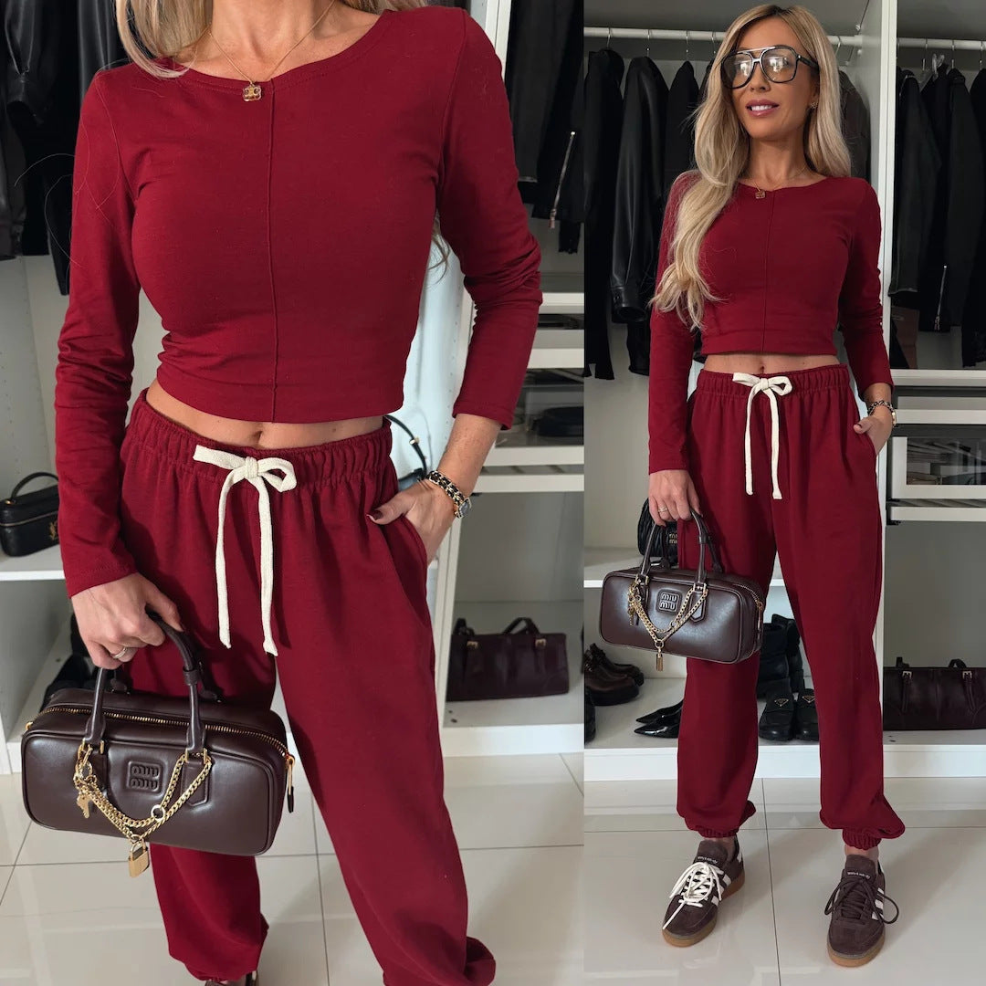 Damen Loungewear-Set Figurbetontes Oberteil Sweatpants Bequem