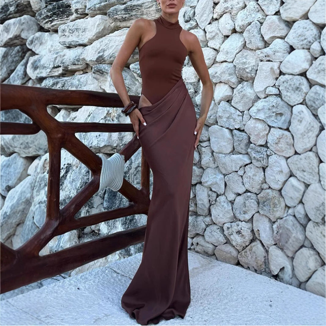 Damen Wickelkleid Hochgeschlossener Kragen Seitlicher Schlitz Eveloria - Eveloria