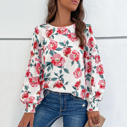 Damen Bluse mit Volumenärmel Floralmuster Eveloria