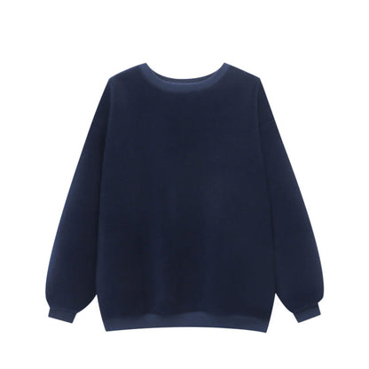 Damen Fleece-Pullover Weiter Schnitt Bequem Grau Eveloria