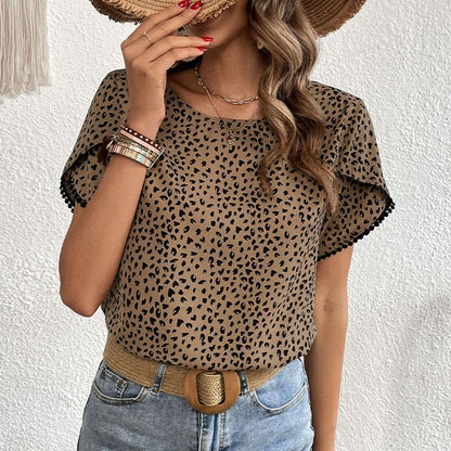 Damen T-Shirt Animal-Print Fließender Schnitt Eveloria