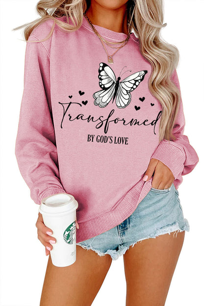 Damen Sweatshirt Schmetterlingsmotiv Baumwolle Weiß
