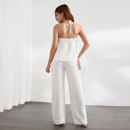 Damen Zweiteiler-Set Haltertop Weite Hose Eveloria
