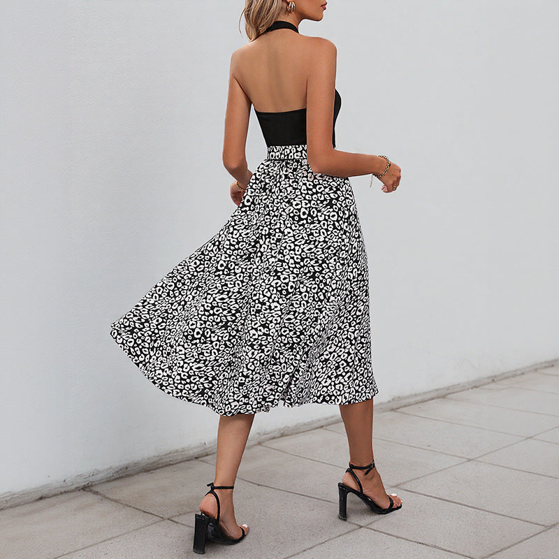 Damen Midikleid Leopardenmuster Elegant