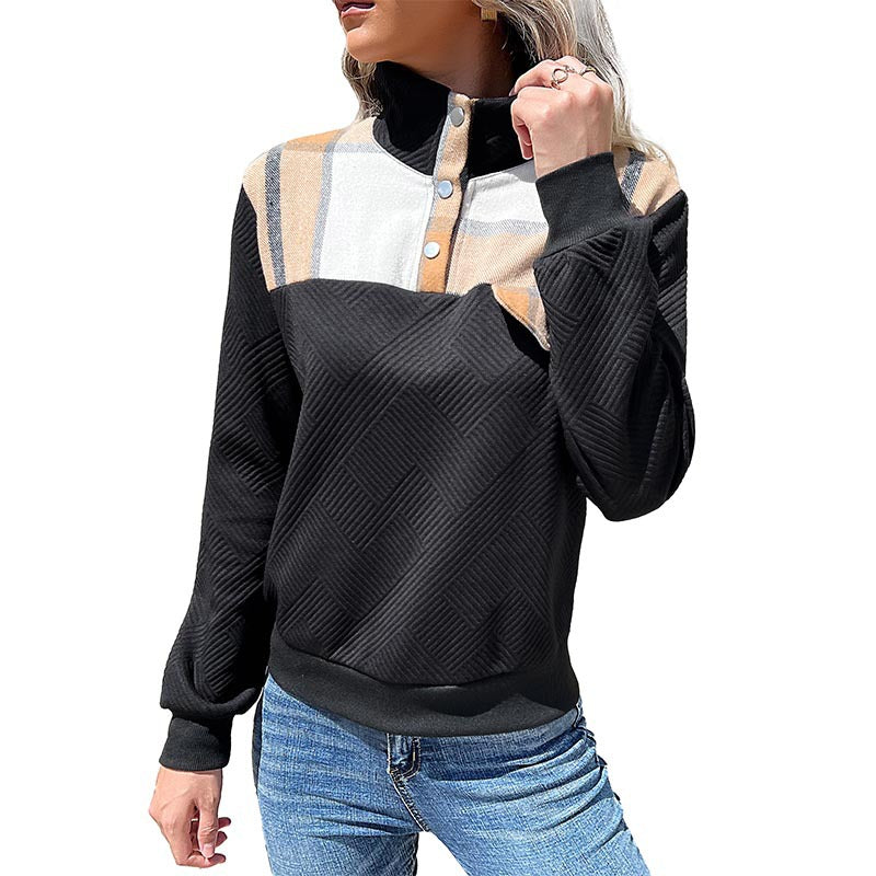Damen Sweatpullover Strukturiertes Design Modischer Kragen Eveloria