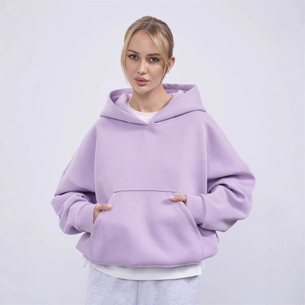 Damen Oversize Hoodie Weiches Innenfutter Kängurutasche Grau Eveloria
