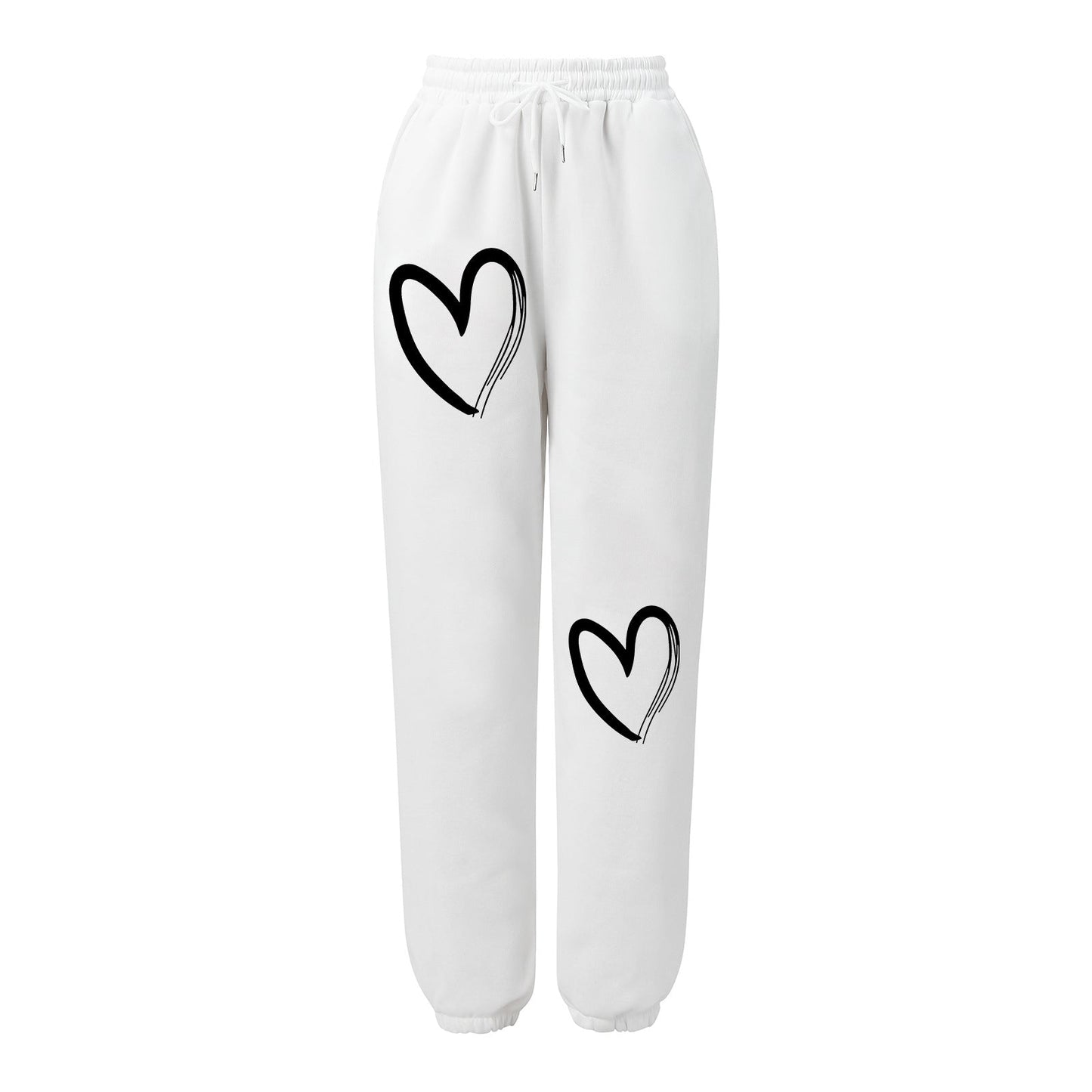 Damen Sweatpants Bequem Herzdruck Eveloria