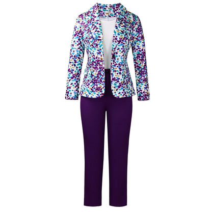 Damen Blazer Hosenkombination Floralmuster Eveloria