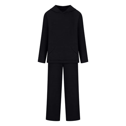 Damen Langarm Hoodie Palazzo Hosen Set Bequem Eveloria