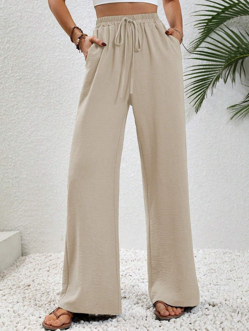 Damen Sommerhose Weite Elastischer Bund Beige