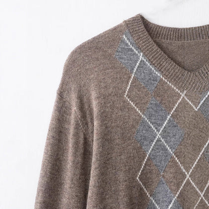 Damen Pullover Rautenmuster Eveloria