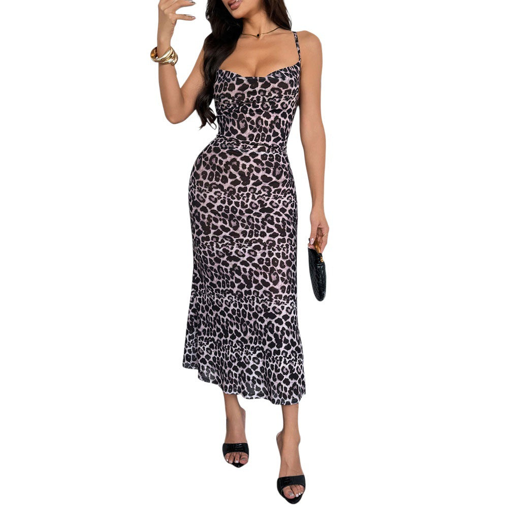 Damen Maxikleid Leopardenmuster Eveloria