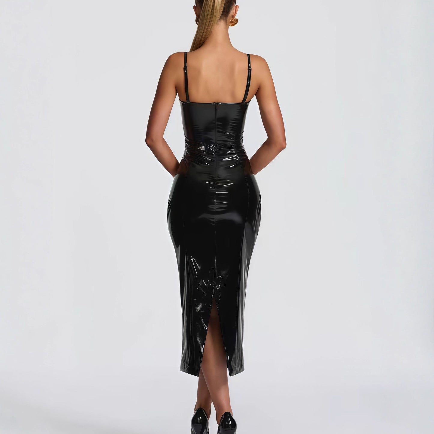 Damen Trägerloses Bodycon-Kleid Glänzend Eveloria