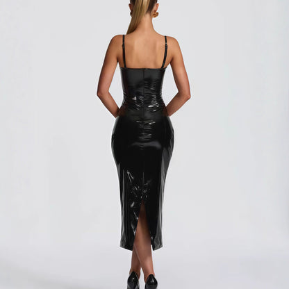Damen Trägerloses Bodycon-Kleid Glänzend Eveloria