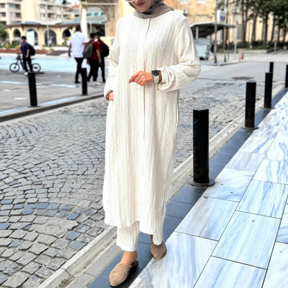 Damen Langarmkleid Rüschensaum Struktur Eveloria