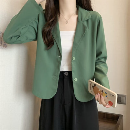 Damen Kurzjacke modisch mit Knopf-Ausschnitt Eveloria