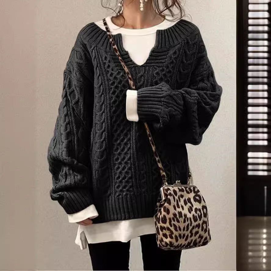 Damen Strickpullover V-Ausschnitt Weiches Material Eveloria