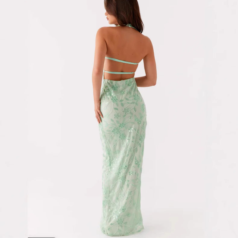 Damen Langarmkleid mit Spitze und V-Ausschnitt Floral