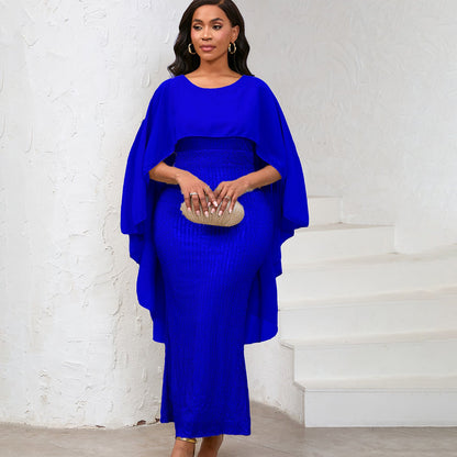 Damen Abendkleid mit Pailletten und Cape