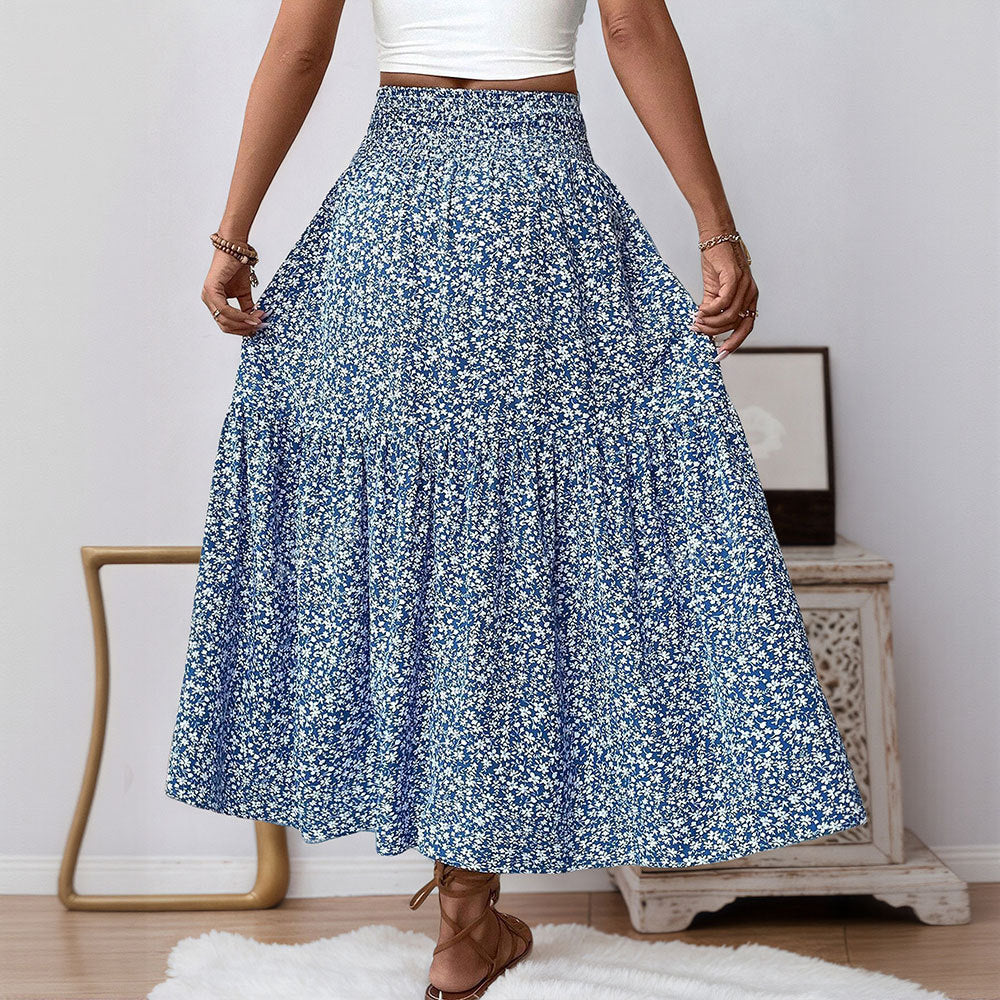 Damen Maxirock Floral Elastischer Bund