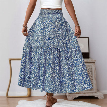 Damen Maxirock Floral Elastischer Bund