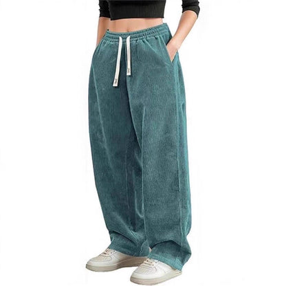 Damen Cordhose Weite Passform Elastischer Bund Eveloria