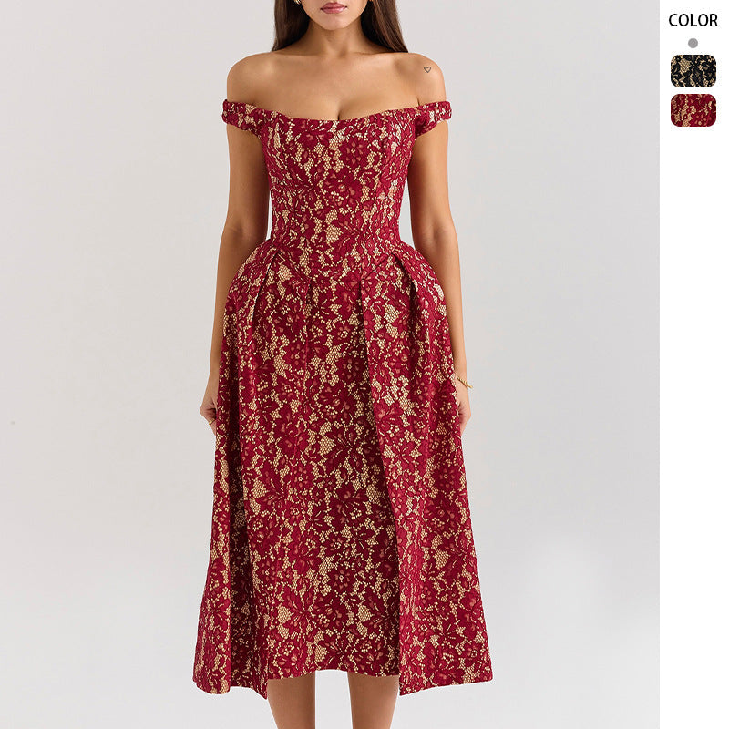 Damen Spitzenkleid A-Linie Elegantes Hochzeitskleid Weiß - Eveloria