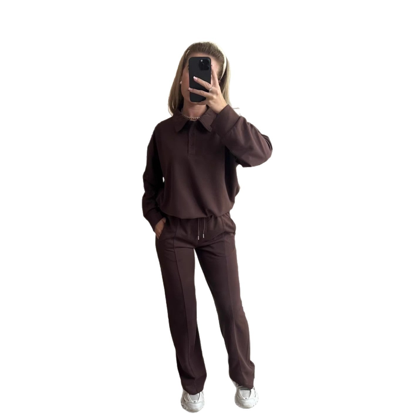 Damen Freizeitanzug Hochgeschlossener Kragen Weite Hose