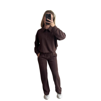 Damen Freizeitanzug Hochgeschlossener Kragen Weite Hose