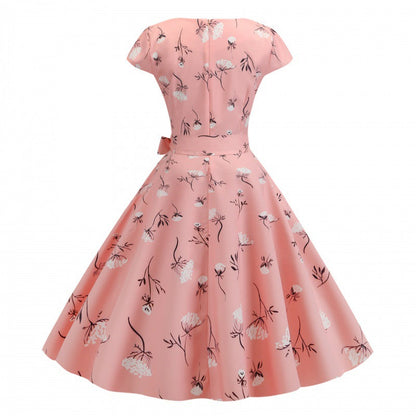 Damen A-Linien Kleid Floralmuster Tailliert