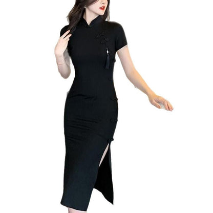 Eveloria Damen Bodycon-Kleid Kurzärmelig Hochschlitz
