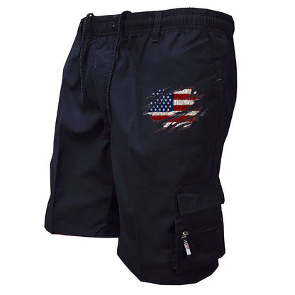 Herren Cargo-Shorts elastischer Bund mit Seitentaschen Olivgrün