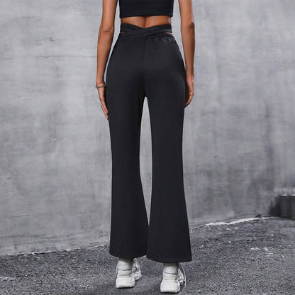 Damen High-Waist-Hose Weite Passform Elegant Knoten-Detail