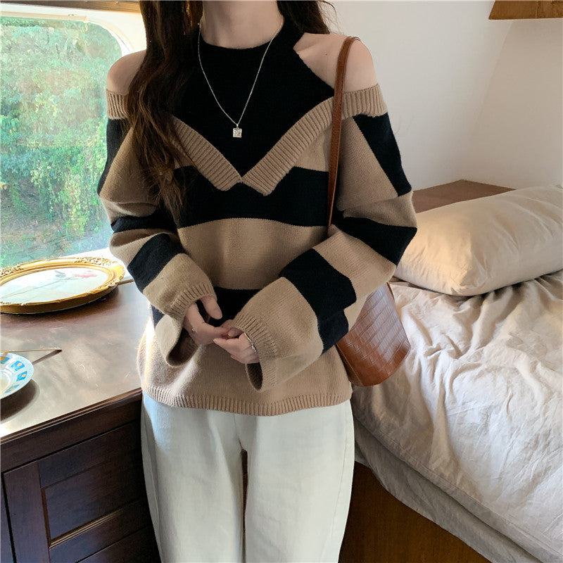Damen Pullover mit Ausschnitten Trendfarben Eveloria