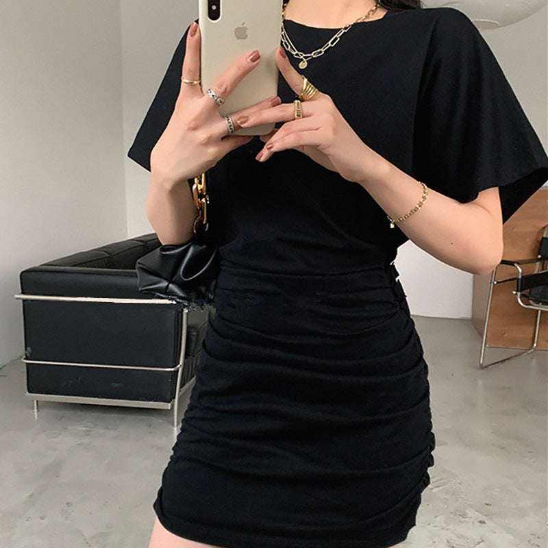 Damen Minikleid Raffung V-Ausschnitt Elegantes Design
