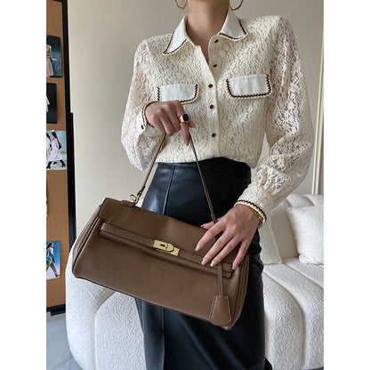 Damen Spitzenbluse mit Kontrastdetails Eveloria - Eveloria